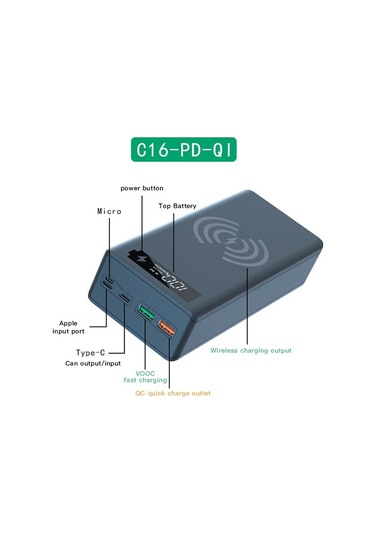 Beyaz Ayrılabilir Qc3.0 Pd Lcd Ekran Dıy 16x18650 Pil Kutusu Güç Bankası Kabuk 5 W/10 W Pil Olmadan Kablosuz Şarj Kutusu Wireless Fast Version