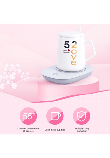 Geeksen 55 C Akıllı Isıtıcı Bardak Altlığı - Yerel 220v Şarj, Kütle Sensörü, Tek Tuş Açma-kapama, Tüm Bardak Malzemeleri İçin Beyaz Oval