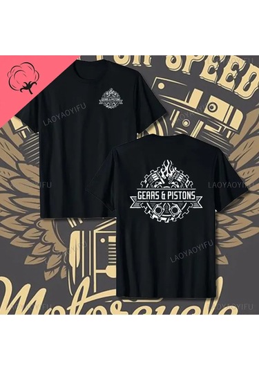Laoyaoyifu Çapraz Pistonlar Mekanik Grafik T-shirt Erkekler Pamuklu Tee Gömlek Streetweargreen Green