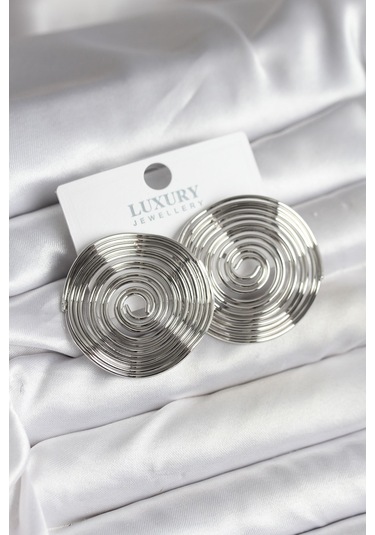 Pirinç Circle Kadın Küpe Gümüş Renk Renkli