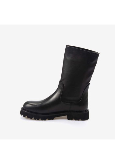 Kemal Tanca Hakiki Deri Kadın Bot 7003 Siyah