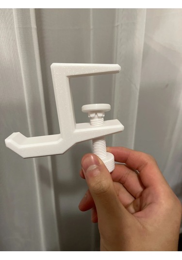 Ayarlanabilir Beyaz Renk Sıkıştırmalı Masaüstü Kulaklık Tutucu Stand