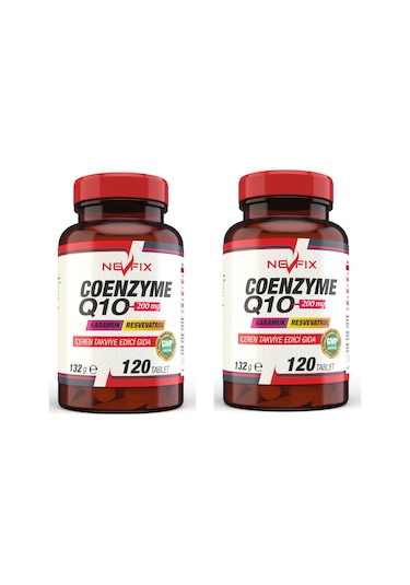 Nevfix Coenzyme Q10 200 MG Koenzim Q10 120 Tablet X 2 Kutu