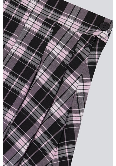 (KIDS GIRL) PİLELİ DOKUMA KISA ETEK PEMBE ÇİZGİLİ Pembe