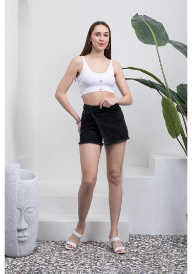Siyah Jean Mini Şort Etek