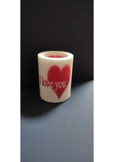 Adalinhome 9 cm Silindir Mum 3'lü Set Kalp Desenli