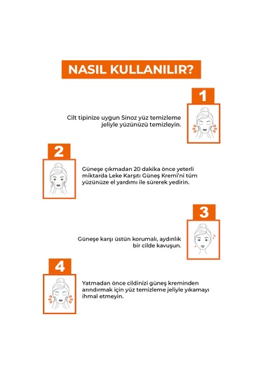 Sinoz Leke Karşıtı Yüksek Koruyucu Normal ve Kuru Ciltler İçin Yüz Güneş Kremi SPF50+ 50 ML