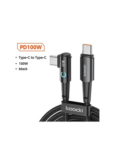 Toocki Toocki 100w Usb C Hızlı Şarj Kablosu 90 Derece Dirsek Huawei Xiaomi Samsung Uyumlugökyüzü Mavi1m