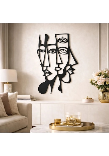 Picasso Yüzler Metal Duvar Tablosu Modern Duvar Dekorasyonu
