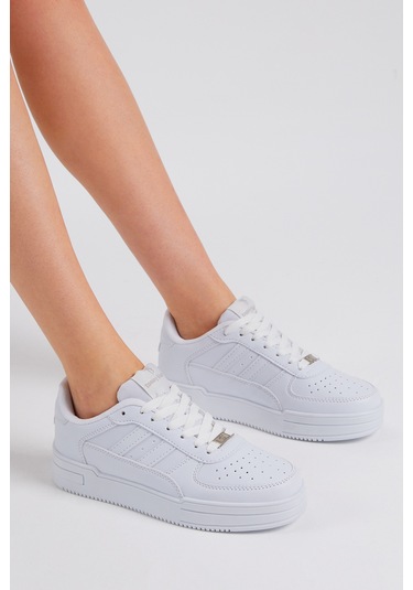 Tonny Black Unisex Beyaz Beyaz Yanı Çizgili Bağcıklı Rahat Kalıp