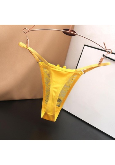 Mor Hottie Ayarlanabilir Ince Kayış Thongs Düşük Bel Şeffaf Dantel Külot G-string Külot Kadın İç Çamaşırı Mor