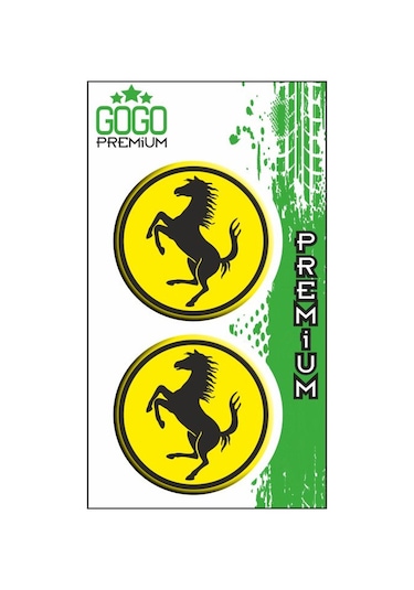 Ferrari Logo Sarı 5x5 Cm İkili Damla Etiket Siyah