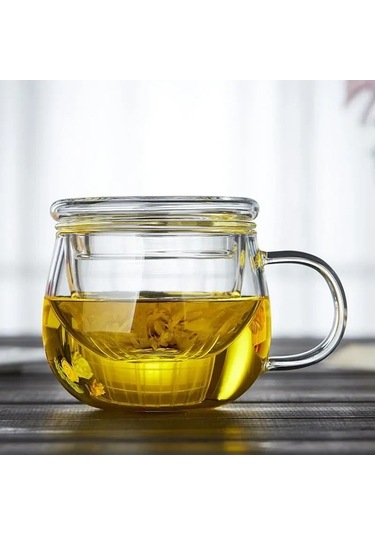 Besthome1 Çay Fincanı 300ml, Cam, Saf Tat, Kapağı İle Şeffaf