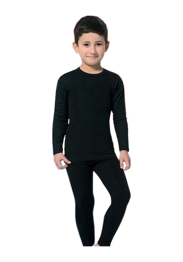 Tutku 0135-0136 Termal Şardonlu Erkek Çocuk Alt-Üst İçlik Takım - Siyah