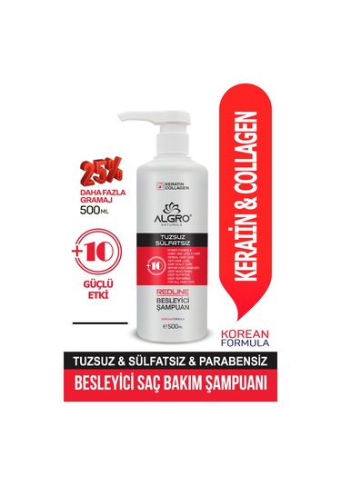 Algro Redline Keratin & Collagen Besleyici Saç Bakım Şampuanı 500 ML