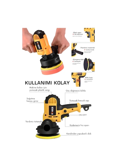Böhrer Hb0011t Polisaj 4800W 125 Mm Devir Ayarlı Bakır Sargılı Polisaj Zımpara