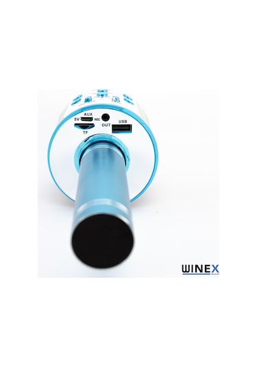 Winex UsbA+TF Sd Kart+3.5mm Aux Bluetooth Karaoke Mikrofonu Mavi