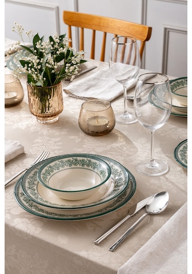 Emsan Arya 24 Parça 6 Kişilik Yemek Takımı Yeşil Yeşil