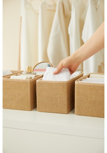 Ocean Home Textile 6'lı Jüt Çekmece İçi Düzenleyici Kutu 2 Adet 28 x 28 x 13 / 2 Adet 28 x 13 x 13 / 2 Adet 14 x 14 x 13 cm