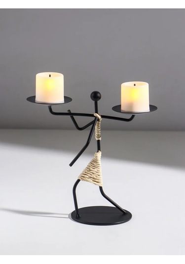 Simalend Mum İçin Metal Figürlü Şamdan 458077854 Siyah