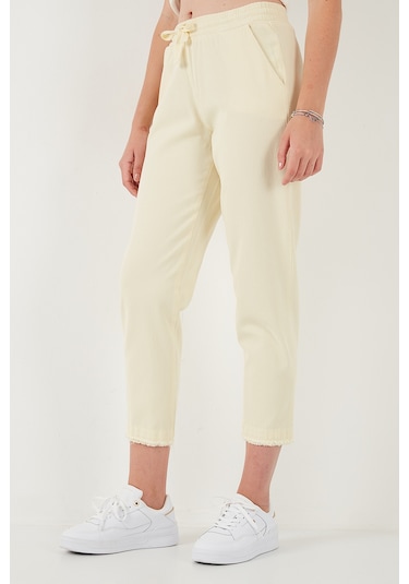 Lela Pamuklu Normal Bel Regular Fit Düz Paça Bayan Pantolon 668Yp42282S4 Sarı