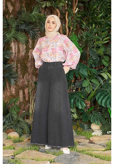 Neways 1153 Püsküllü Pantolon Etek Füme Çok Renkli