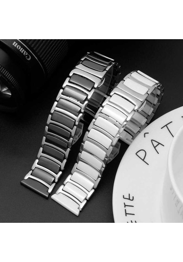 Ardemix Galaxy Uyumlu Watch 42mm 20mm Seramik Metal Kordon-siyah-gümüş