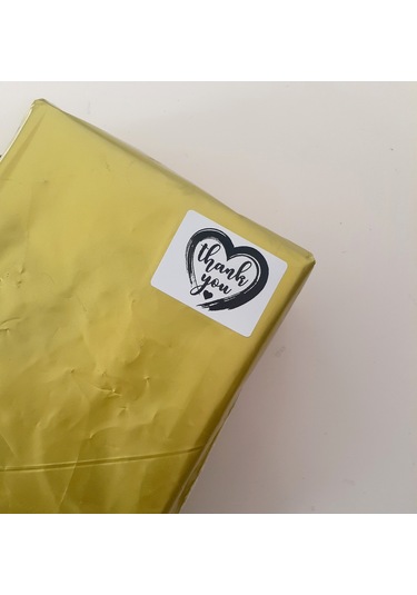 Kalp Desenli Teşekkür Etiketi - Thank You Sticker 30x40 - 100 Ad.