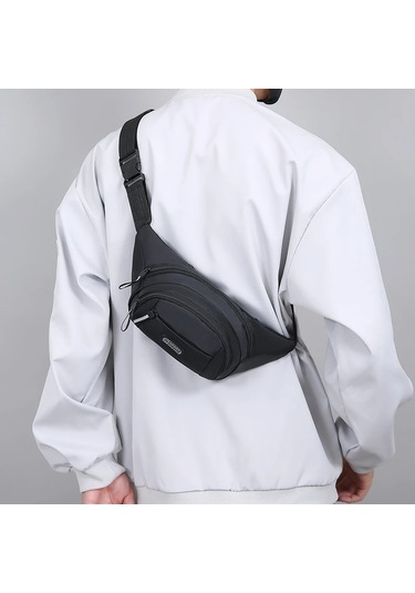 Black Erkek Büyük Kapasiteli Spor Bel Paketi Taşınabilir Anti Siyah