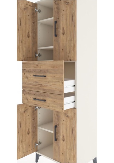 Hyperion Dolap 4 Raflı 2 Çekmeceli 4 Kapaklı 60x44x195 Aytaşı-çam Antrasit