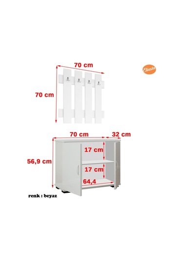 Portmanto Takım Ayakkabılık Vestiyer Askılıklı Ayakkabılık Dolabı Cordoba - Beyaz
