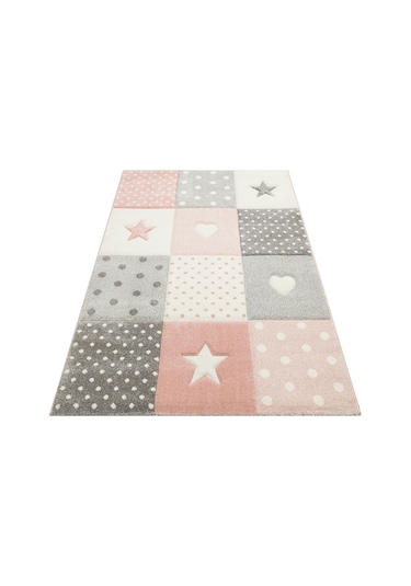 Eko Halı Eko Kids Kds 05 Grey Pınk Hav Toz Vermez Çocuk Odası Halısı