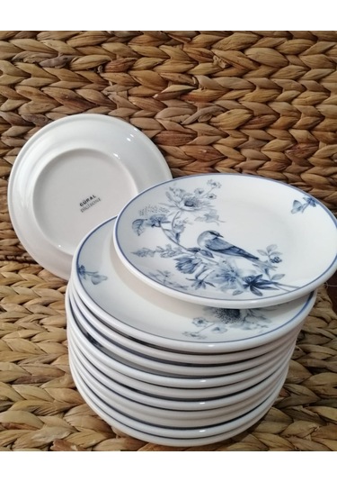 Güral Porselen Kuş Model 19 Cm 12 Adet Pasta Tabak