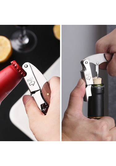 Soulader Profesyonel Manuel Şarap Açacağı - Paslanmaz Çelik Burgulu Sommelier Seti Siyah