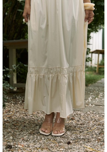 Elisa Gül Detay Sarı Uzun Elbise sarı