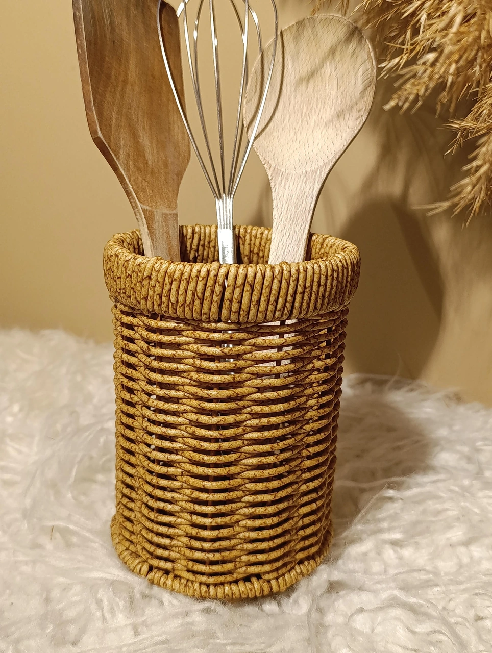 Hasır Rattan Yuvarlak Kaşıklık / Organizer Diğer