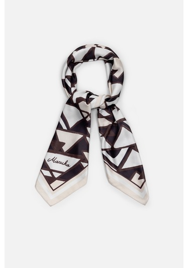 Desenli Saten Boyun Fuları Mılano- Kahve Mılano- Kahve Kahverengi