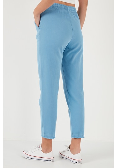 Lela Pamuklu Normal Bel Regular Fit Düz Paça Bayan Pantolon 668Yp42282S4 Mavi