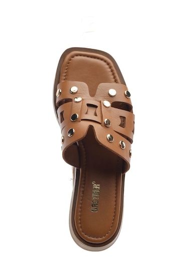 Greyder 59250 Taba Hakiki Deri Kadın Terlik -814 Taba