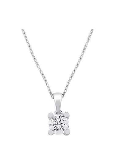 0.15ct Karat H-ı Vs Pırlanta Yuvarlak Tırnak Tektaş Kolye
