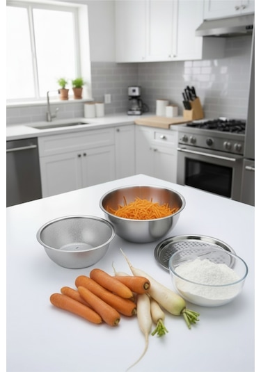 Emsan Steel Çok Amaçlı Süzgeç 3 Parça Çelik