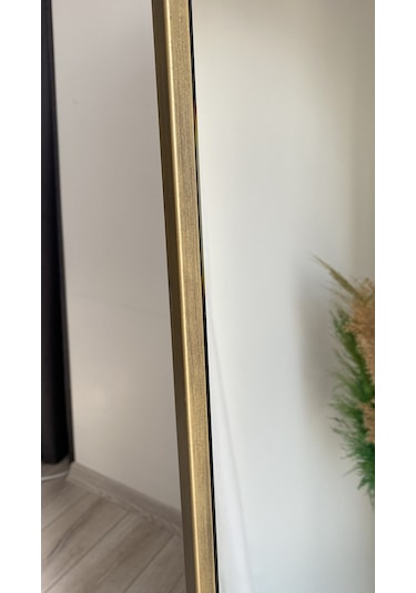 Ersan Dizayn Metal Çerçeve Eskitme Oval Boy Aynası (Ayak Yoktur) Altın