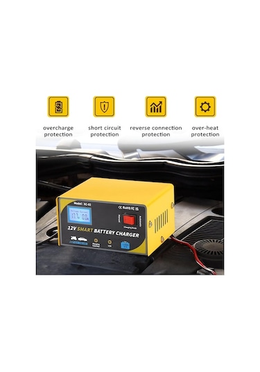 Araba Akü Şarj Cihazı Akıllı Akü Şarj Cihazı 12v 3ah-100ah Akü İçin Di Sarı Sarı