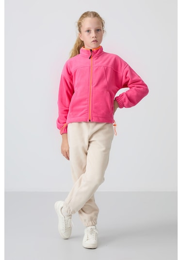 Tommy Life Şeker Pembe Kalın Yumuşak Dokulu Standart Fit Nakışlı Polar Kız Çocuk Sweatshirt - 75157 Şeker Pembe