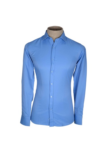 Cengiz İnler Standart Yaka Slim Fit Cepsiz Düz Erkek Gömlek 001