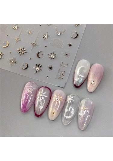 Flybuy 1 Adet 5d Elmas Yıldız Zincir Tırnak Sanat Çıkartmaları Lüks Tl056