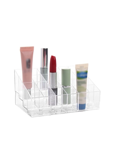 Symbee 24 Bölmeli Şeffaf Ruj Ve Makyaj Malzemesi Saklama Kutusu - Düzenli Ve Pratik Beyaz