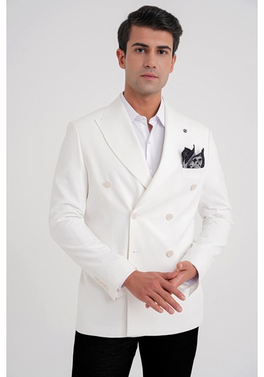 C 646 Ceket Slim Ekru Casual Ekru