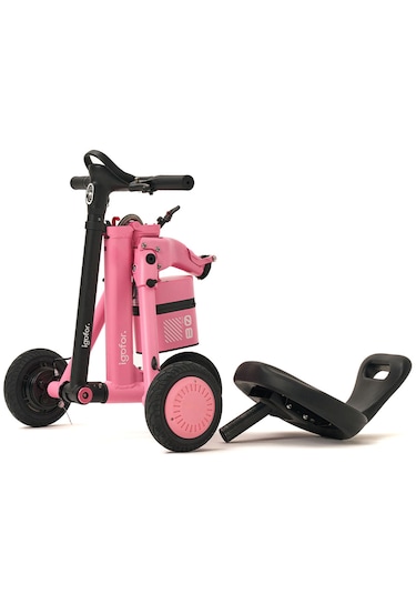 İgofor 3 Tekerlekli Katlanabilir Elektrikli Oturulabilir Scooter Pembe