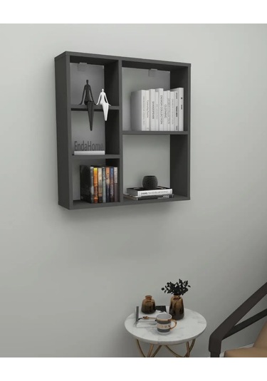 Reyo Enda Home Myra09 5 Bölmeli Modern Duvar Rafı, Mutfak Rafı Antrasit Antrasit